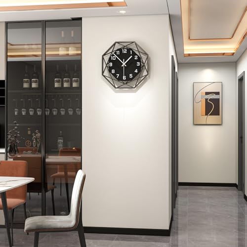 Modern Wall Clocks for Living Room Decor 12in Black Wall Clock Silent Non-Ticking Quartz Battery Operated for Office Kitchen Bedroom Bathroom Minimalist Small Clock Decoration Easy to Read - Image 3