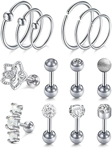 D.Bella 16G Clear UV Flexible Acrylic Lip Piercing Retainer Labret Studs Lip Ring Tragus Helix Cartilage Earring Stud Monroe Medusa Piercing Retainer