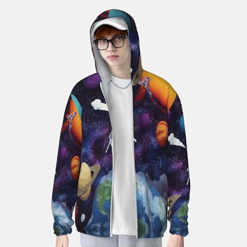 UPF 50+ Sun Protection Hoodie Rash Guard Long Sleeve Sun Shirt Rocket Astronaut UV Shirt Full Zip Jacket4