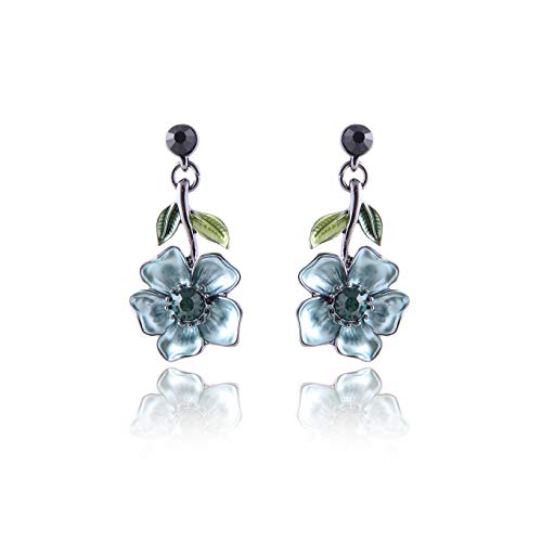 AMYJANE Women's Vintage Statement Jewelry Set - Spring Blue Flower Leaf Floral Bohemian Boho Statement Necklace Earring Set Fashion Plant Crystal Rhinestone Costume Jewelry Set for Prom Party - Thumbnail 2