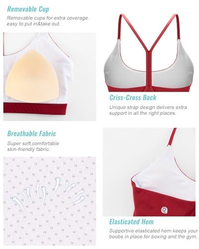 Image of RUNNING GIRL Sports Bras for Women,Y-Back Medium Support Workout Sports Bra Padded Racerback Supportive Bras Push up(WX3048 Red S)
