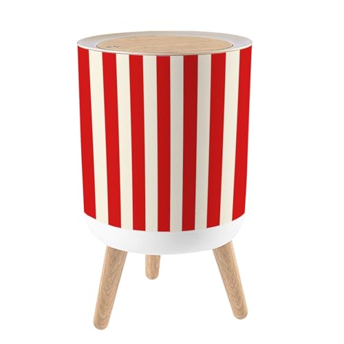 Caneca de basura con tapa 7L diseño rayas rojas y blancas