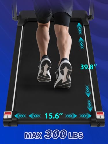 Image of Merax Treadmills for Home 3.0HP Quiet Foldable Treadmill with 15% Incline, Portable Walking Pad with Handle Bar, Walking Pad Treadmill with 300 LBS Capacity, Bluetooth and Heart Rate Sensors