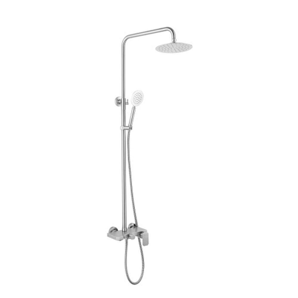 WOTZOV Shower Tap Wall Mounted Faucet Set 3-Function Storage System With Round Rainfall Head Handheld And Bathtub Mixer Taps