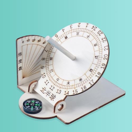 YuanHolumid Wooden Sundial-Scientific Model Teaching Practical Wooden-Sundial Model Ancient Timers Sundial-Home Desk Decorations Sundial Clocks Specialty Clocks - Thumbnail 5