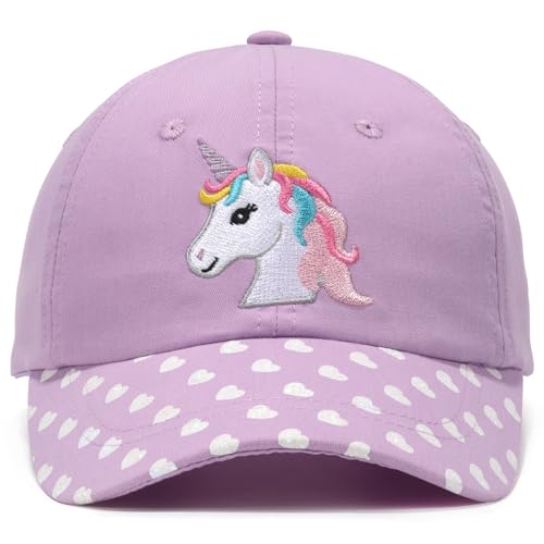 WILLPORT Embroidery Kids Adjustable Cotton Baseball Cap 0-2Y Purple Unicorn