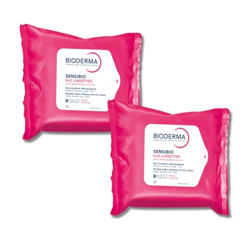 Bioderma Sensibio H2O Biodegradables Wipes Cleansing and MakeUp Removing Skin Soothing for Sensitive Skin 50 Count