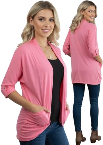 Image of ToBeInStyle Womens Open Front Long Sleeve Lightweight Asymmetrical Draped Cardigan with Side Pockets