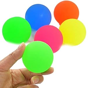 3 x Flummi grote rubberen bal Neon XL ca. 60 mm Spingball bont cadeautje voor kinderen