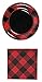 Buffalo Plaid Farmhouse Party Supplies Black and Red Check for 16 People (32 Piece Dessert Set)