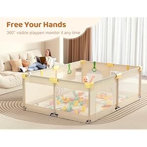 Baby playpen with mat 7159 extra large playpen for babies and toddler baby play yard with breathable mesh baby fence play sleep area for indoor outdoor  urban country home decor