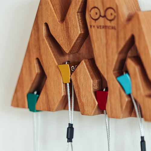 Image of YY Vertical Mountain Decor Keyholder in Wood Wall Decor Ideal Gifts for Mountain Climbers 4 Key Rings Included Perfect for Mountain Lovers