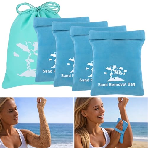 Mity rain Sand Remover for Beach - Sand Eraser Wipe Mitt Bag Beach Vacation Essentials for Kids Women Must-Have Beach Accessories for Summer Hawaii Travel Necessities & Supplies Blue (Talc-Free)