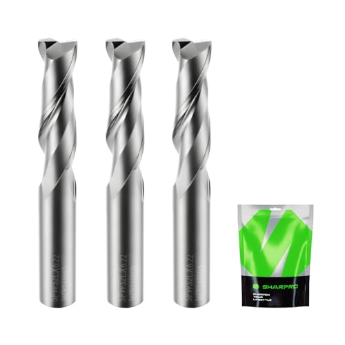 SHARPRO 1/4 Spiral Upcut Router Bit 1 4 CNC Router Bits Up Cut Spiral Router Bits Solid Carbide Router Bits CNC Upcut Bit 1/4 Ideal for Wood Inlay Plunge Plastic 3PCS