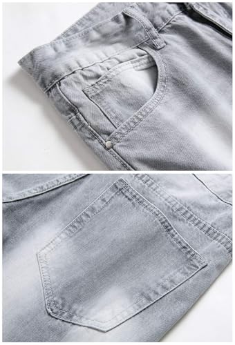 Mens Ripped Jeans Slim Fit Straight Leg Denim Pant with Holes3