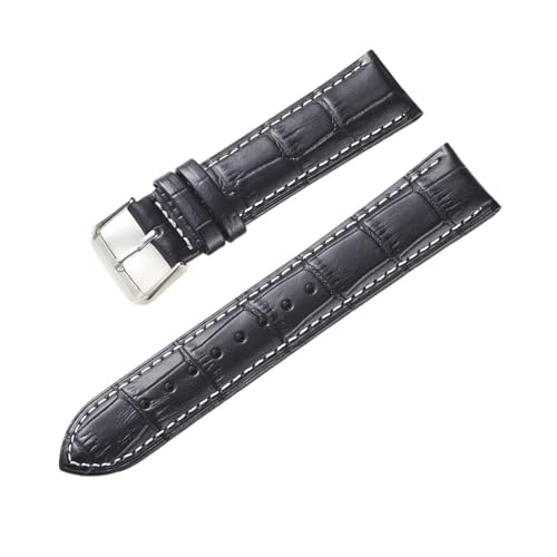 [KKTHRFFKK] Cow Leather Strap 18mm 20mm 22mm 24mm Retro Men Business Watch Top Cowhide Watchband(Black white,20mm)