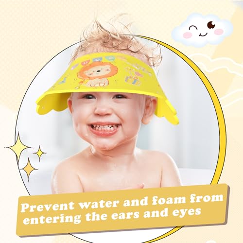 Image of Kids Waterproof Shower Cap - Adjustable Baby Bathing Hat EVA Soft Comfortable Shampoo Shield for Toddlers Infants Boys Girls 0-12 Years