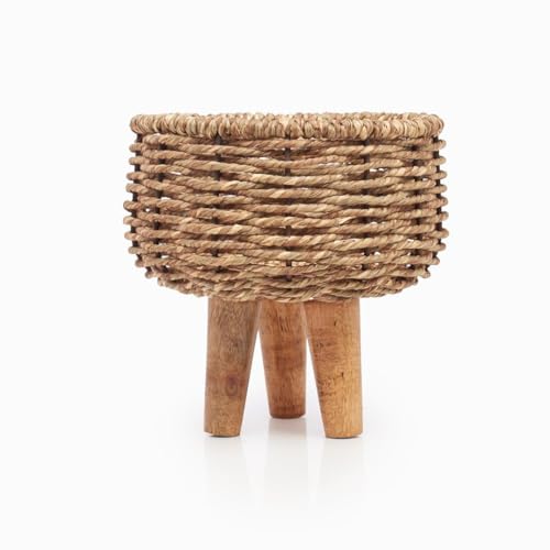 Image of Jute Handmade Twisted Natural Rope Planters for Indoor Plants | Jute Baskets | Plant Container | Gamla for Indoor Home Decor&Outdoor Balcony | Garden - Natural Brown (Set of 3)