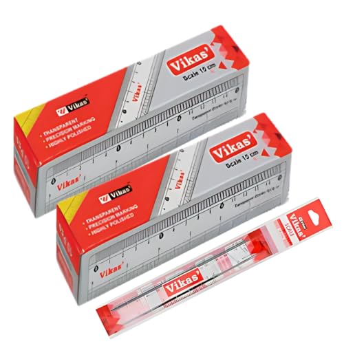 Vikas 15 cm Plastic Scale (Pack of 20 Pieces) | Transparent Ruler Students Office Exam Use | Lightweight Durable Measuring Tool Drawing Geometry Schoo