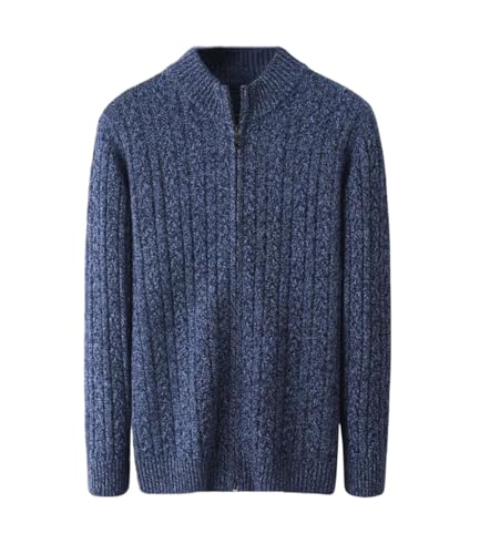Suéter de lana merino 100% para hombre con cremallera y punto grueso premium
