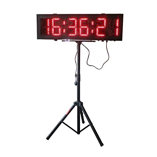 Azoou 6-Inch Double Sided Hours Minutes Seconds Led Race Timing Clock Support Countdown/Up Timer Door Open Mantainence Design Ip64 Cabinet Running Events With Remote Control Red Color #TOP1