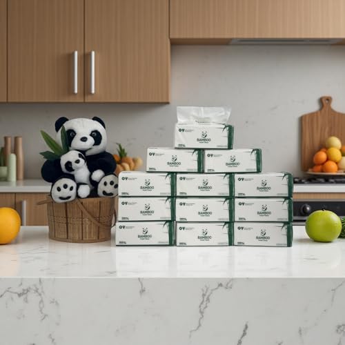 Image of Soft Durable Bamboo Facial Tissues - 3 Ply bleached Facial Paper Dry or Wet Use 12 Packs(150 Tissue per Pack, 1800 Tissues Total)