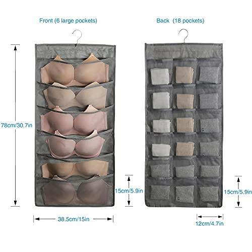 Platzsparende doppelseitige Halterung Aufbewahrung 2 Stück Hängeaufbewahrung Netzstoff Kleiderschrank Organizer mit 48 Netztaschen Faltbar Stoff hängende Schrank