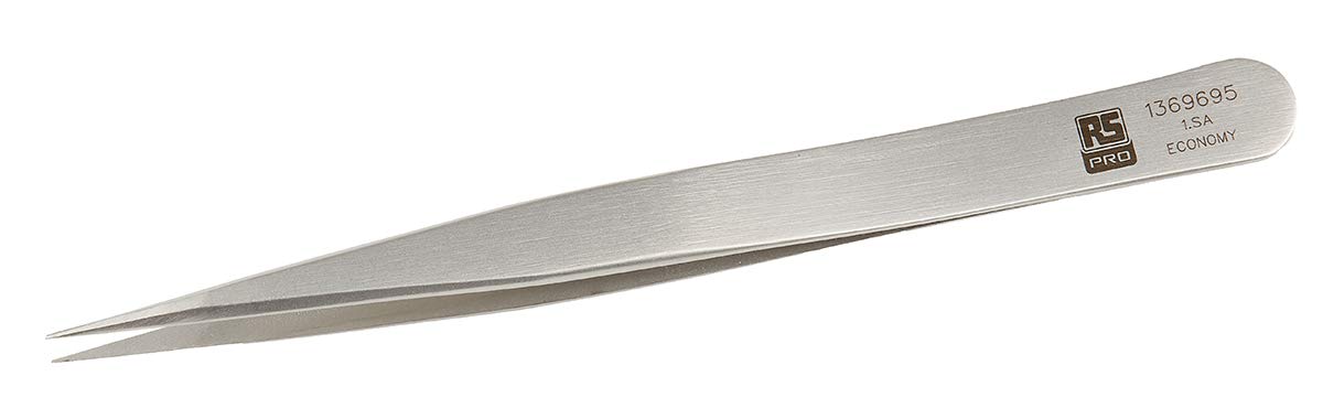 RS PRO Pinzetta a punta fine e dritta in acciaio inox, lunga. 120 mm, 1.SA