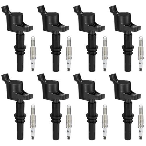 Image of BDFHYK Ignition Coil Pack DG511 and Iridium Spark Plug SP515 SP546 Compatible with Ford F150 F250 2004-2008 Ford Mustang Expedition 2007 Lincoln Navigator Ford Coil Pack 5.4L Coil for FD508 Set of 8