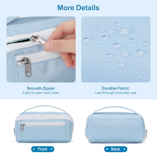 Image of Large Capacity Pencil Case - Pencil Pouch for Teen Girls & Boys, Aesthetic Pouch Organizer with 8 Compartments, Wide Opening Marker Bag for Middle High School College, Fits Calculator, Blue