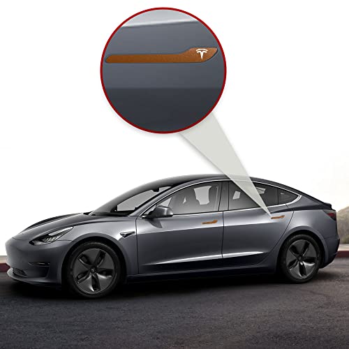 Image of IPG Compatible for Model 3 / Model Y /Juniper Door Handle Decal Sticker Wrap Kit (Set of 4) with Tesla Logo Personalize Your Tesla (Copper)