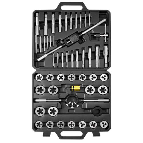 Image of VEVOR Tap and Die Set, 51-Piece Metric Sizes M6 to M24, with Coarse and Fine Thread Taps and Dies, Wrench, Carrying Case and Complete Accessories, Bearing Steel, for Threading and Rethreading Threads