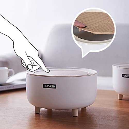 Uralfa Mini Desktop Trash Can, Tiny Trash Can With Lid For Desk, Plastic Mini Countertop Trash Can For Desktop, Office And Coffee Bar, 0.5 Gallon White #TOP1