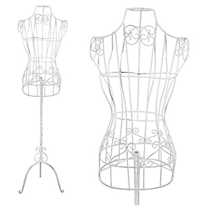 PrimoLiving Metalen paspop in hoogte verstelbaar P-12888 antiek wit – deco mannequin buste in vintage antieke look…