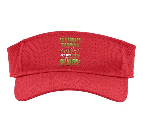 Stock Trading Per Day Keeps The Day Job Away Stock Trader Sport Sun Visor, Adult, One Size, Red