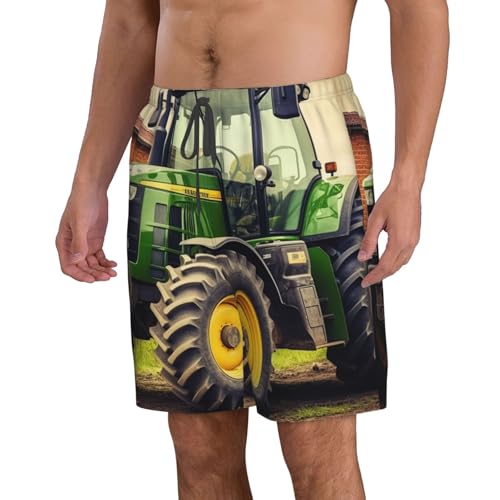 Men's Hawaiian Beach Shorts Cool Quick Dry Swim Trunks Summer Board Shorts Tractor Theme Bathing Suit2