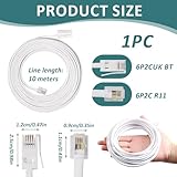 Oupdate 10m BT Telephone to RJ11 UK Telephone Cable Plug for Landline ADSL Modem 6P2C 2-Pin Extension Lead for Router, ADSL Broadband, Fax Dial-Up, Home & Office Fax Modem - Image 2