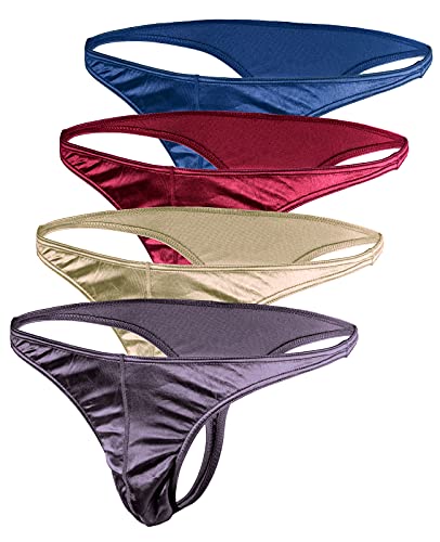 Barbra Lingerie Satin Mens Thongs Underwear Panties Silky Sexy Man G String Thong Undie Multi Pack