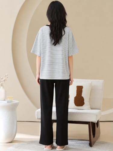 Image of Louis Luxe Cotton Blend Womens Korean Night Dress || Full Pyjama Set || Korean Nightsuit ||Women Nightwear ||Round Neck Full Sleeve Nightsuit || Loungewear || Everyday Nightdress (ND-12)