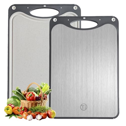 YESTREE Tabla de Cortar de Titanio Puro, Doble Cara, Antiadherente, Duradera, Fácil de Limpiar, Grado Alimenticio