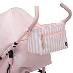 babyGap Classic Stroller - Lightweight Stroller with Recline, Compact Fold & Removable Parent Organizer - Made with Sustainable Materials, Pink Stripes - Image 4