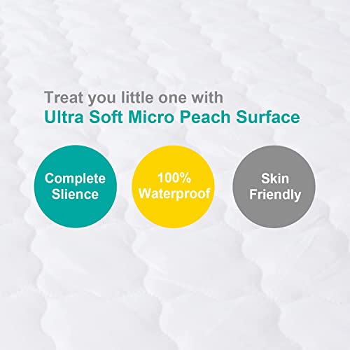 Image of Bassinet Mattress Pad Cover Fit for Hourglass /Oval Bassinet, 17'' x 33'' | Waterproof Quilted Mattress Protector Sheets, 2 Pack, Ultra Soft Breathable, White and Grey