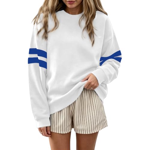 Varsity Striped Sweatshirt Women Oversized Crewneck Sweatshirt Sweater - image 3