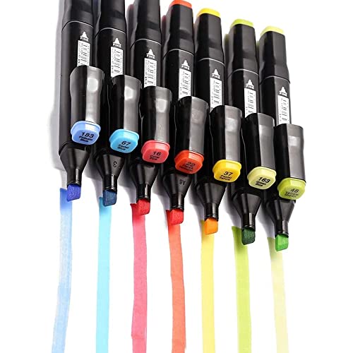 Image of 60 Color Alcohol Marker Pens,Bright Permanent,For Coloring Art Markers For Kids, Adults Coloring Book,Wide Chisel And Thin Head Double-head Design Equipped With, Black Suitcase.