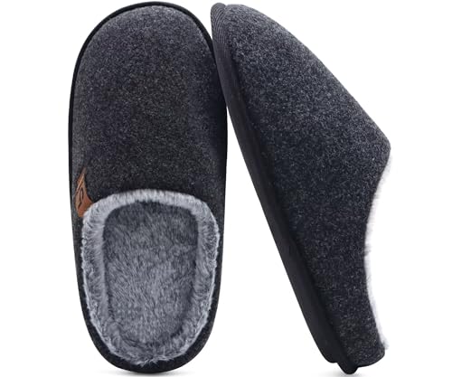 Image of COFACE Mens Cozy Memory Foam Scuff Slippers Casual Slip On Warm House Shoes Indoor /Outdoor Sandal Slippers With Arch Support Rubber Sole Size 7-15