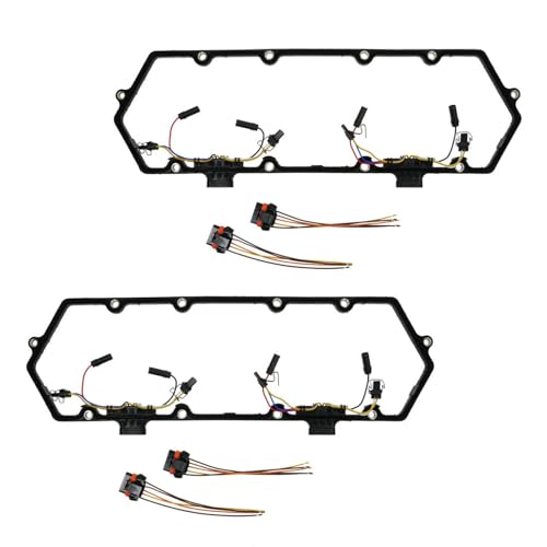 Image of TRQ Valve Cover Gasket with Injector & Glow Plug Harness Set Compatible with 1994-1998 Ford E-350 Econoline E-350 Econoline Club Wagon 1994-1996 F-250 1997 F-250 HD 1994-1997 F-350