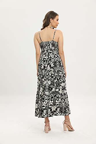 Image of OSTOO Women's Floral Print Maxi Dresses Sleeveless Sleeves Boho Empire Waist Dress