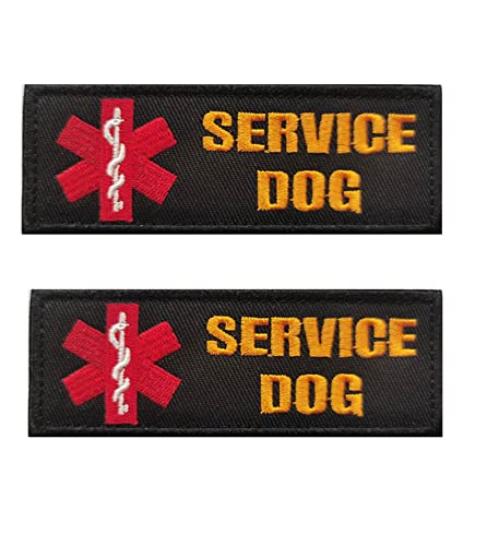 Service Dog Emblem Embroidered Fastener Hook & Loop Patch 2 Pieces (Service Dog)