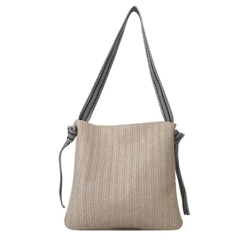 SYJYM - Bolsa de gran capacidad para mujer, bolsa de paja simple para verano, playa, pícnic, casual, simple, beige