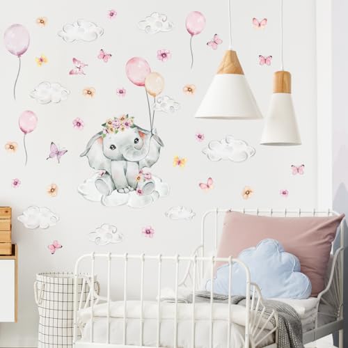 Vinilos Decorativos elefante rosa para pared infantil